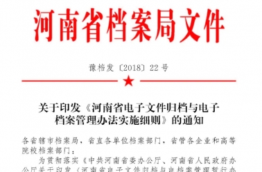 《河南省电子文件归档与电子档案管理办法实施细则》及解读